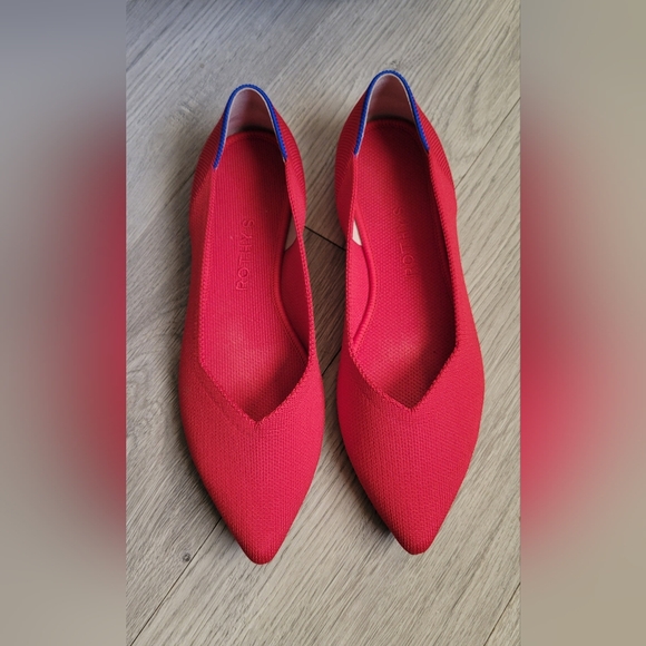Rothy's The Point Chili Red Flats, Red Trim Insoles, Women's US 8.5 EU 39 - Picture 4 of 16